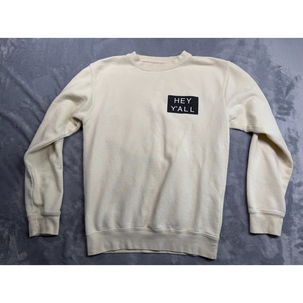 Addison Rae Hey Y'all Sweatshirt Womens Small Beige Cotton Graphic Fleece Lined
